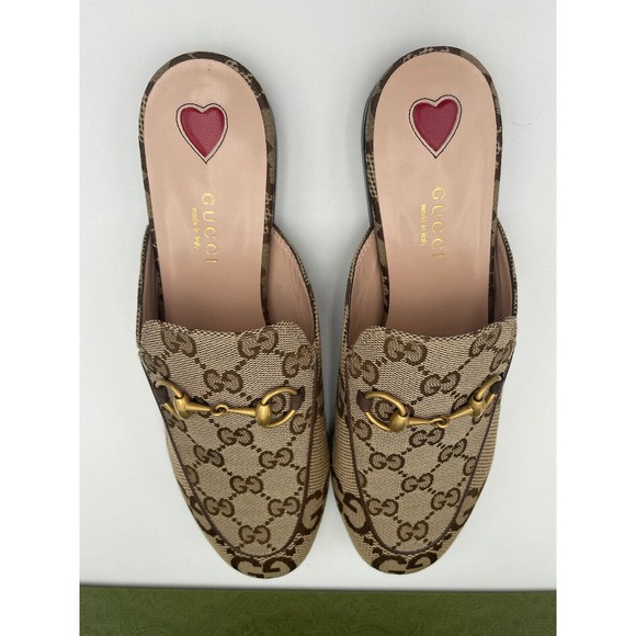 Gucci Princetown Horsebit Jumbo GG Flats Loafer Slip Sandal Mule Slides 37 - Picture 11 of 12
